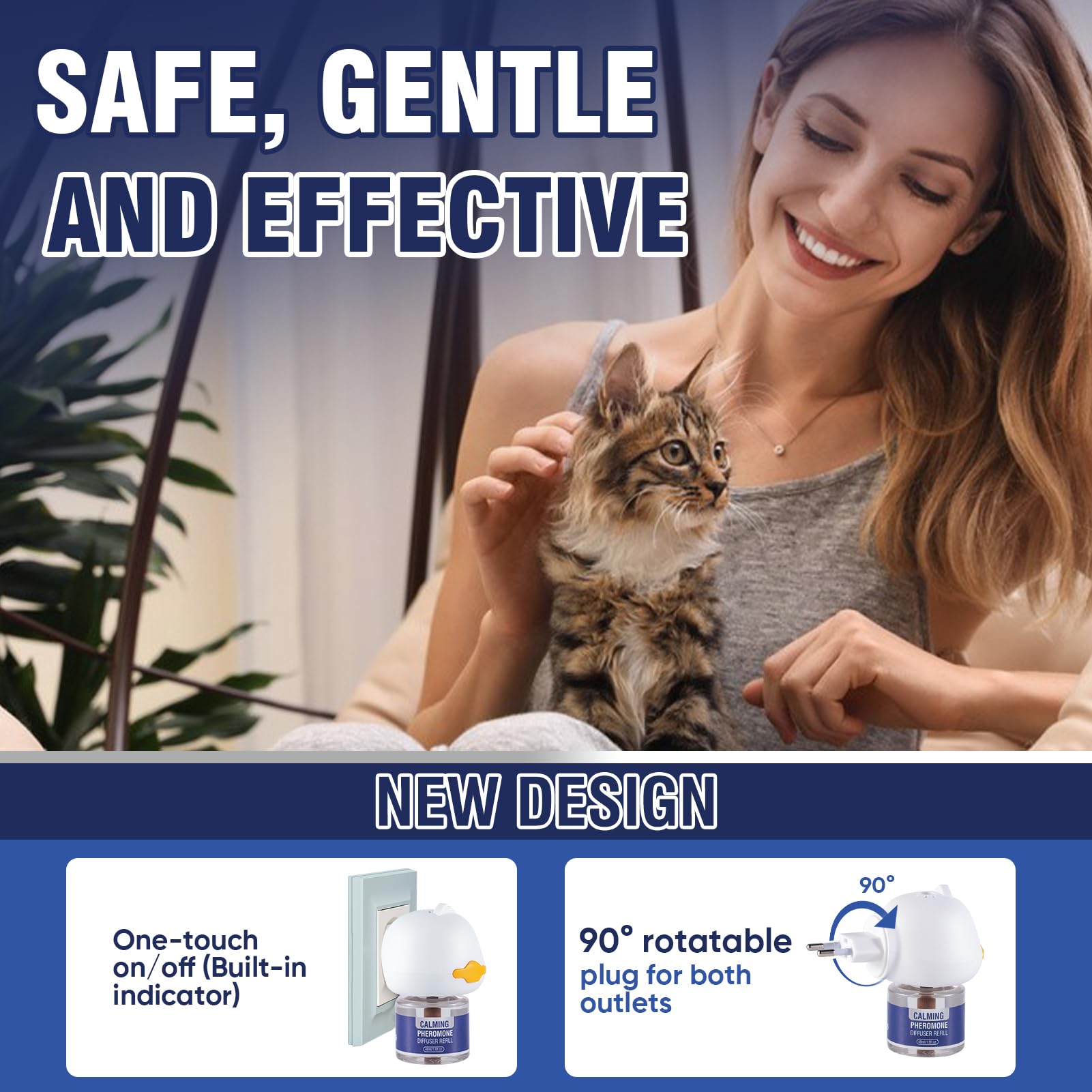 Feromoni Gatto Calmante 3 IN 1 Per Gatti Diffusore Di Kit Felini Rilassanti E Tranquillante Irrequieti Tranquillanti Antistress Repellente Gocce Calmanti Insapore（1 Tappo + 2 Ricariche Da 48ml）