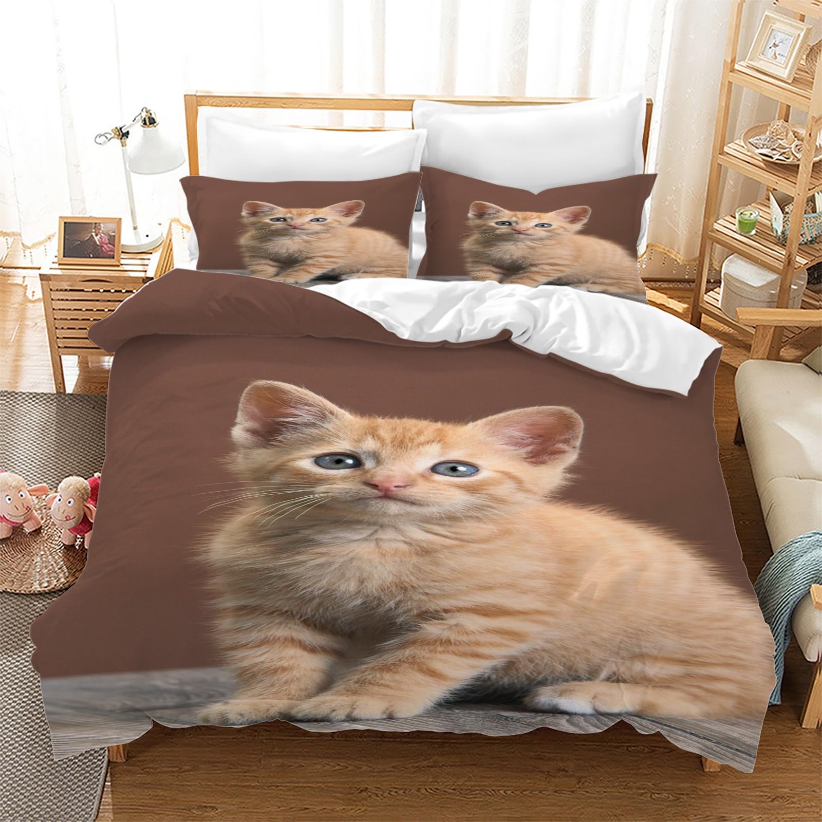 Amazon｜掛け布団カバー 短毛の猫 寝具カバーセット 動物 羽毛布団 