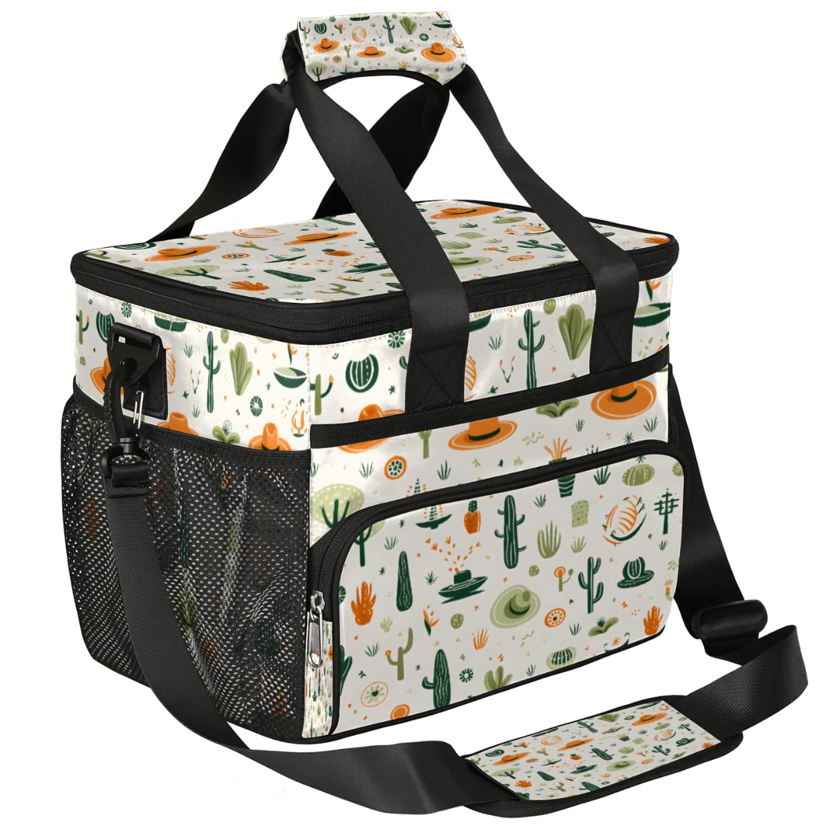 Cactus Insulated Picnic Backpack Lunch Box for Women Men Picnic Basket Tote Lunch Bag Picnic Bag Portable Lunch Bags for Picnic, Beach, Work, Trip,Office, Camp Cactus and Hat