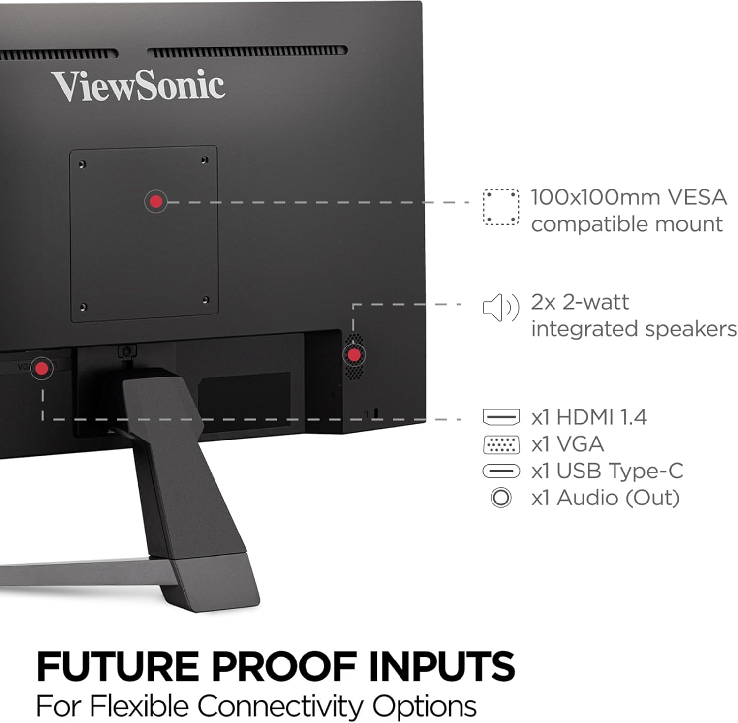 ViewSonic VX2467U 24 Inch 1080p Monitor with 65W USB C, Ultra-Thin Bezels, HDMI, and VGA Input