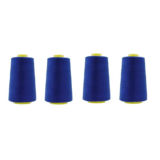 Mandala Crafts All Purpose Sewing Thread Spools - Royal Blue Serger Thread Cones 4 Pack - 40S/2 24000 Yds Royal Blue Polyester Thread for Overlock Sewing Machine Quilting
