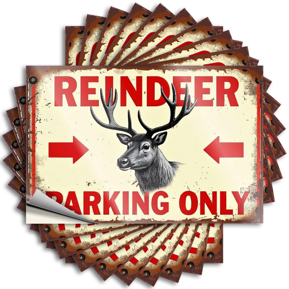 Reindeer Parking Only Core Bumper | Vintage Waterproof Vinyl Wall Billiard Removable Decal Peel Stick(8X12CM)