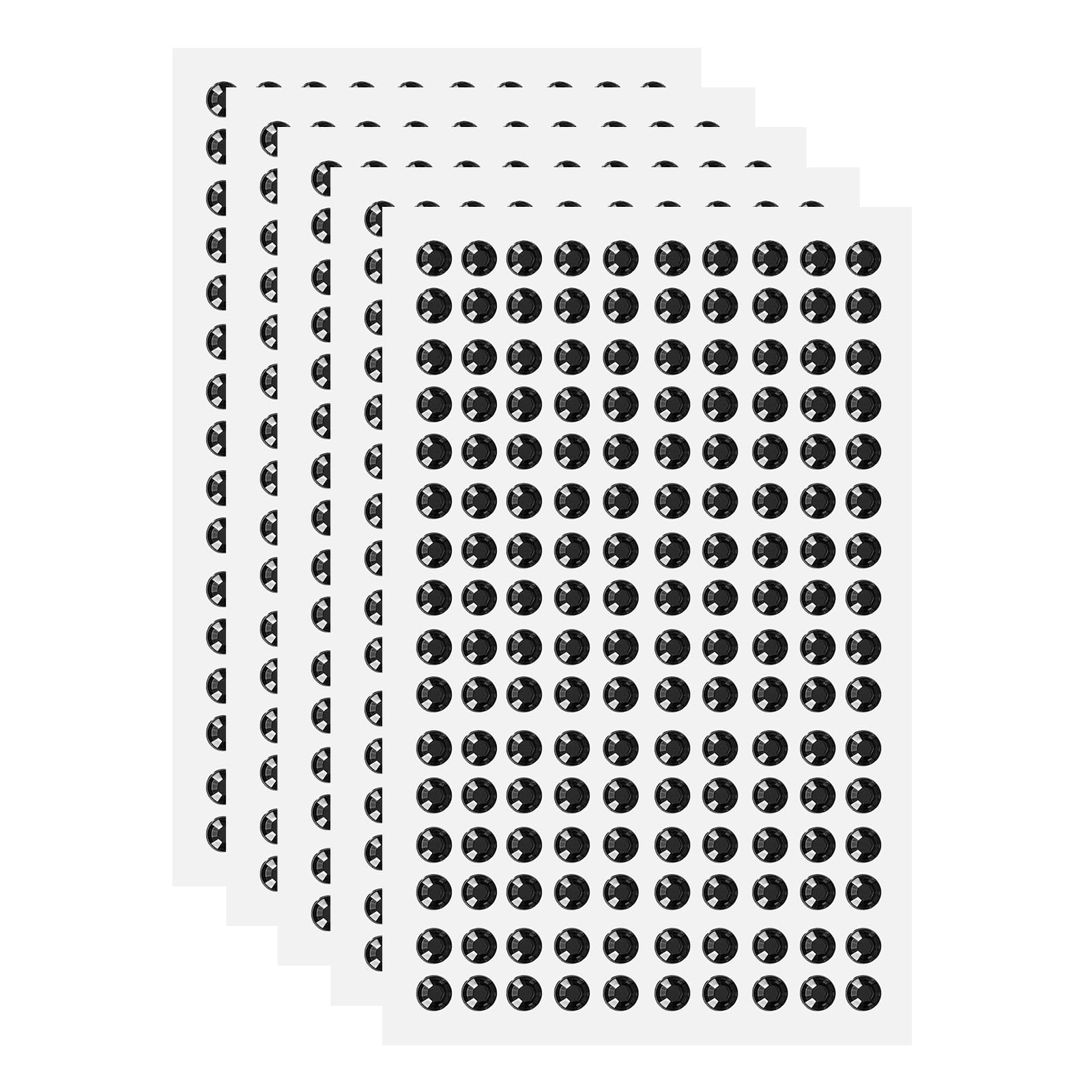 sourcing map 5 Sheet/800pcs Rhinestone Adhesive Stickers Self Adhesive Acrylic Gem Sticker 5mm Plastic Face Bling Gem Stones Jewel for Nail Art Craft Clothes DIY Makeup Decoration, Black — image 1