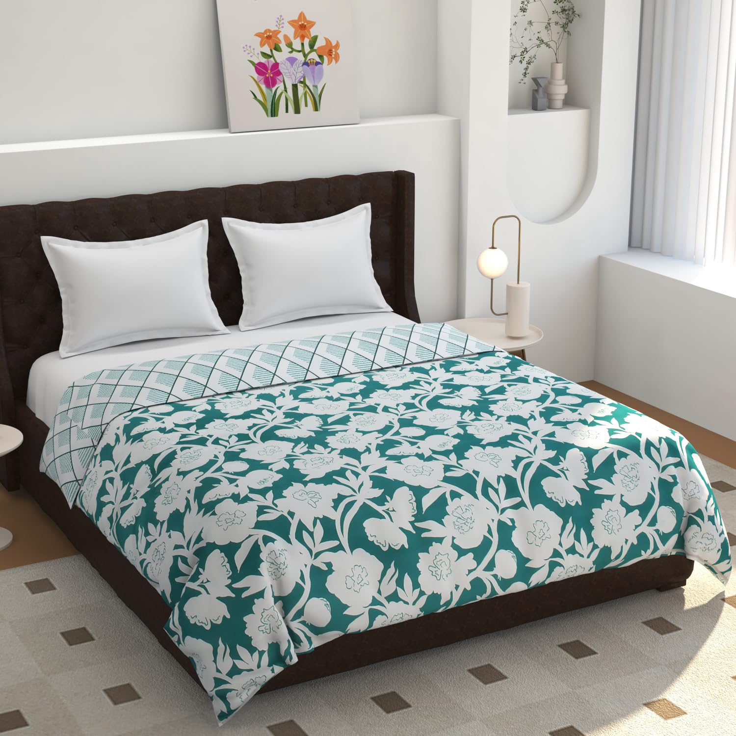 Premium Reversible Floral Double Bed Duvet/Comforter/Rajai/Blanket/Quilt Cover Super Soft Cotton King Size with Zipper, (90 x 100 inch, Pack of 1) (1, Multicolor)-image-40