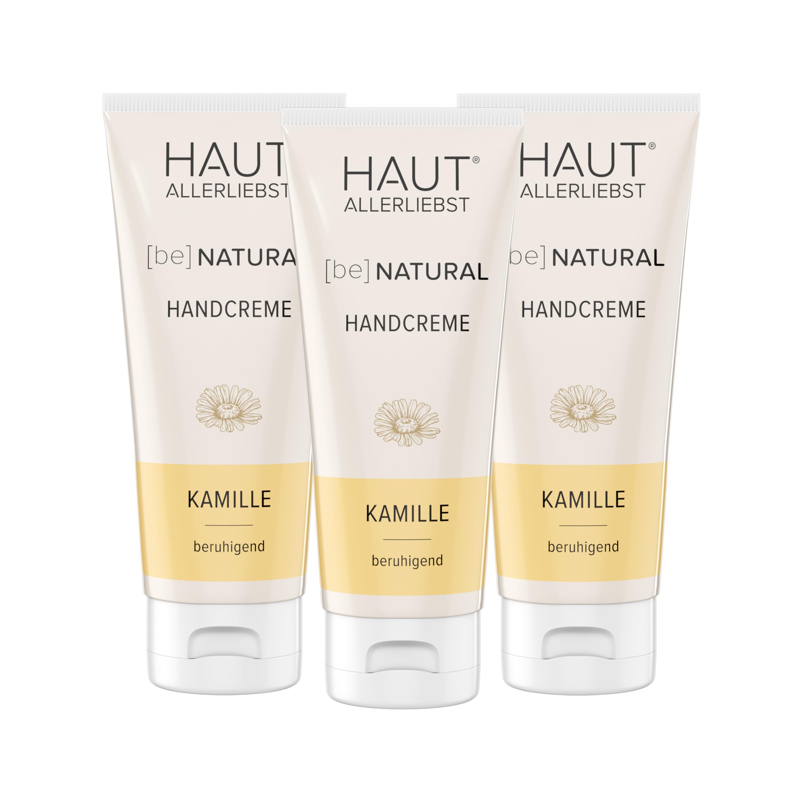 HAKA Handcreme Kamille, 3x 100ml, intensive Pflege für trockene & strapazierte Hände, mit Kamillenextrakt & Vitamin E, zieht schnell ein, ohne zu fetten, vegan