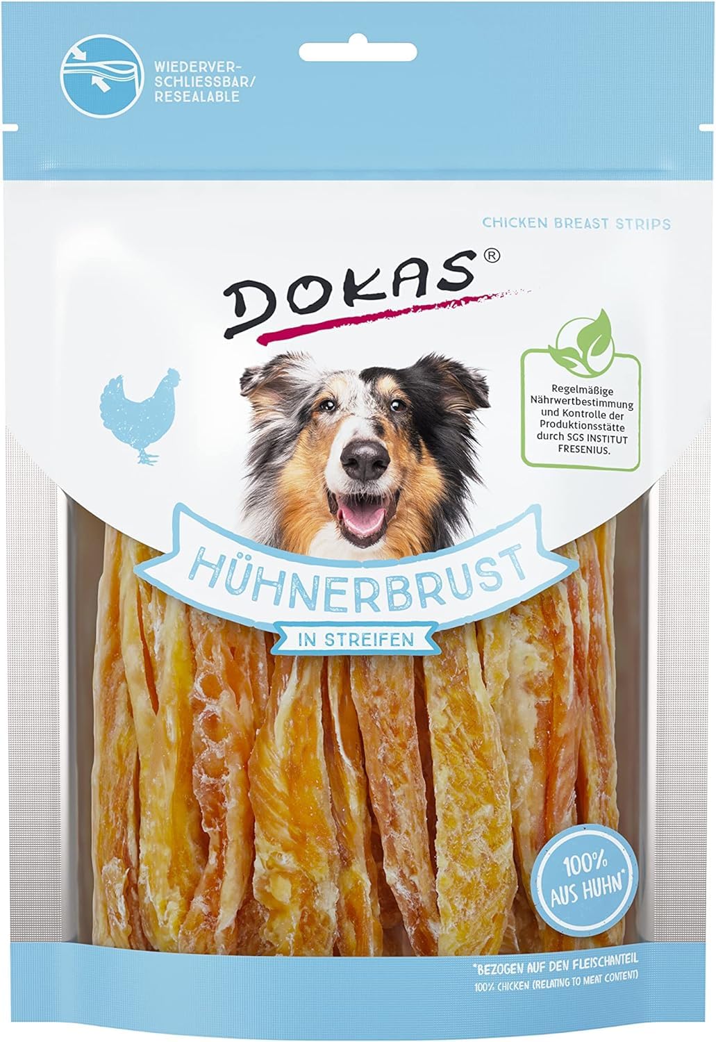 Dokas Snack Natural Hähnchenbrust Streifen für Hunde, 8 x 250 g