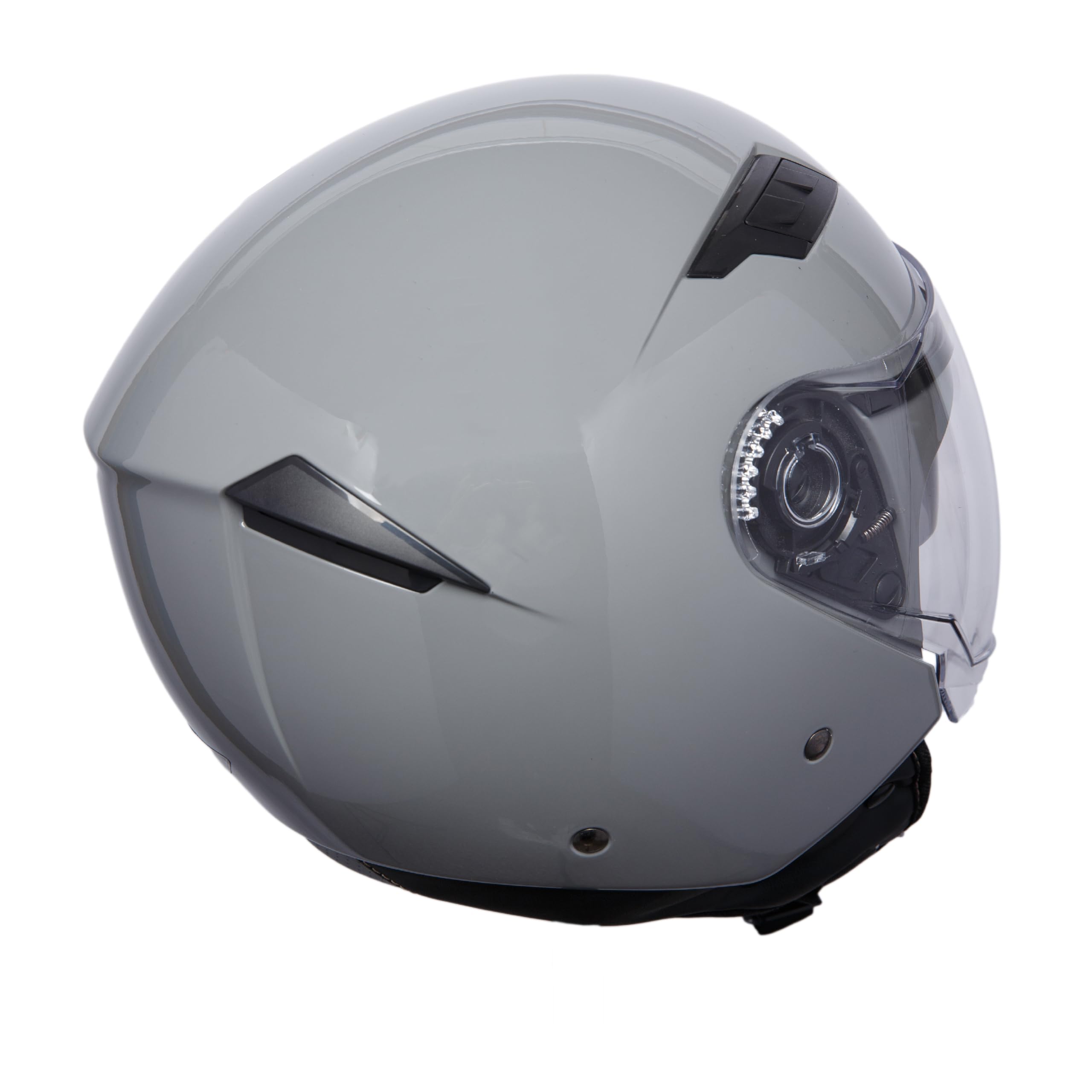 PROANTI Casco de moto Jet con visera resistente a los arañazos y protección solar integrada, gris, XL