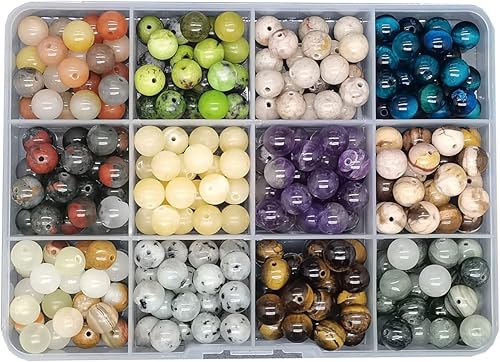 750 cuentas redondas naturales de piedra de 0.36 pulgadas, tamaño de agujero de cuentas de piedras preciosas de 0.039in, piedra de energía de