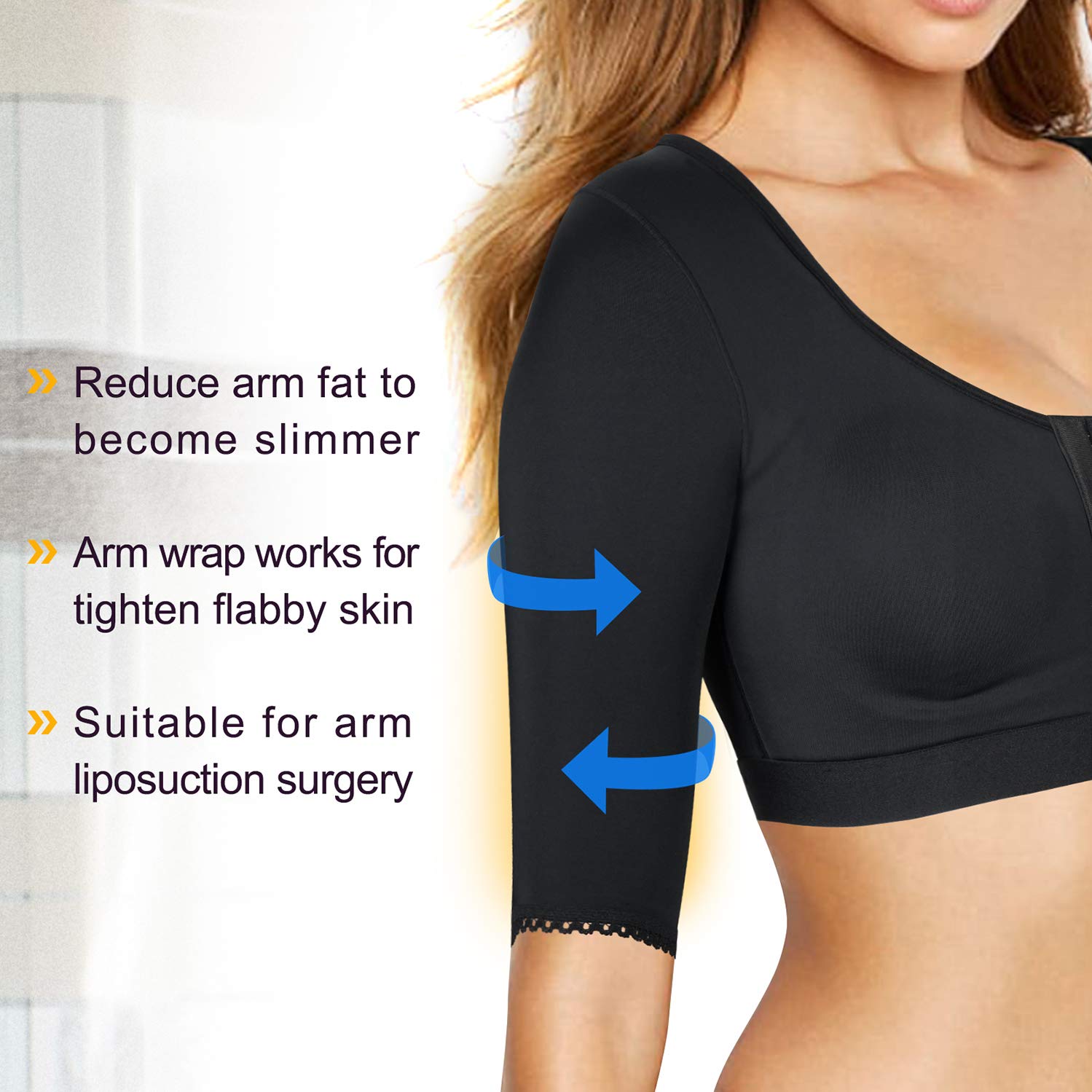 Women Compression Arm Shaper Sleeves Crop Tops with Post Surgery Front