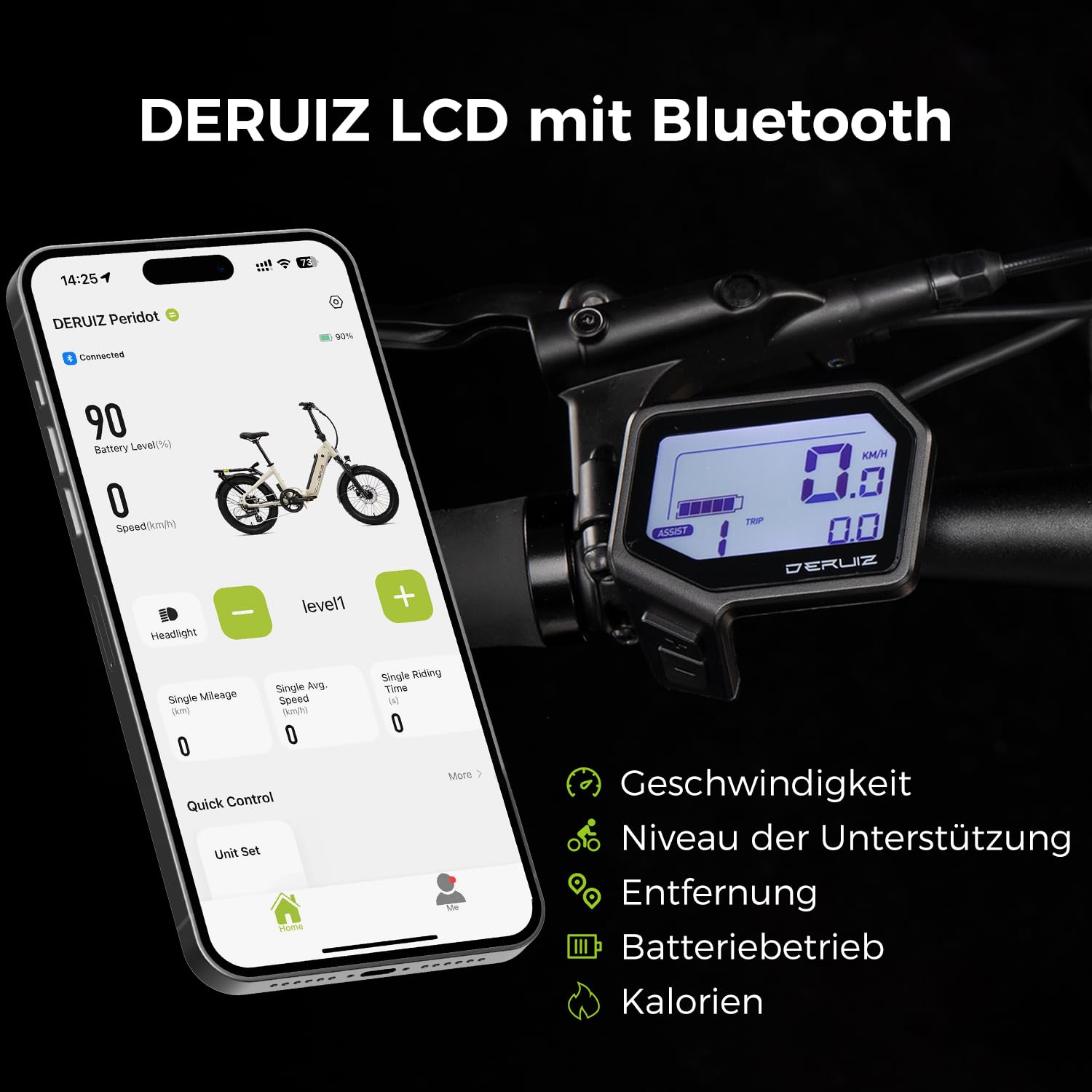 DERUIZ E Bike Peridot 2.0 Gen.E Bike Herren Klapprad Elektrofahrrad 20 * 3.0-Inch Ebikes 48V 500Wh Akku 8-Gang,Hydraulische Bremsen,Faltbares Pedelec-150 KM
