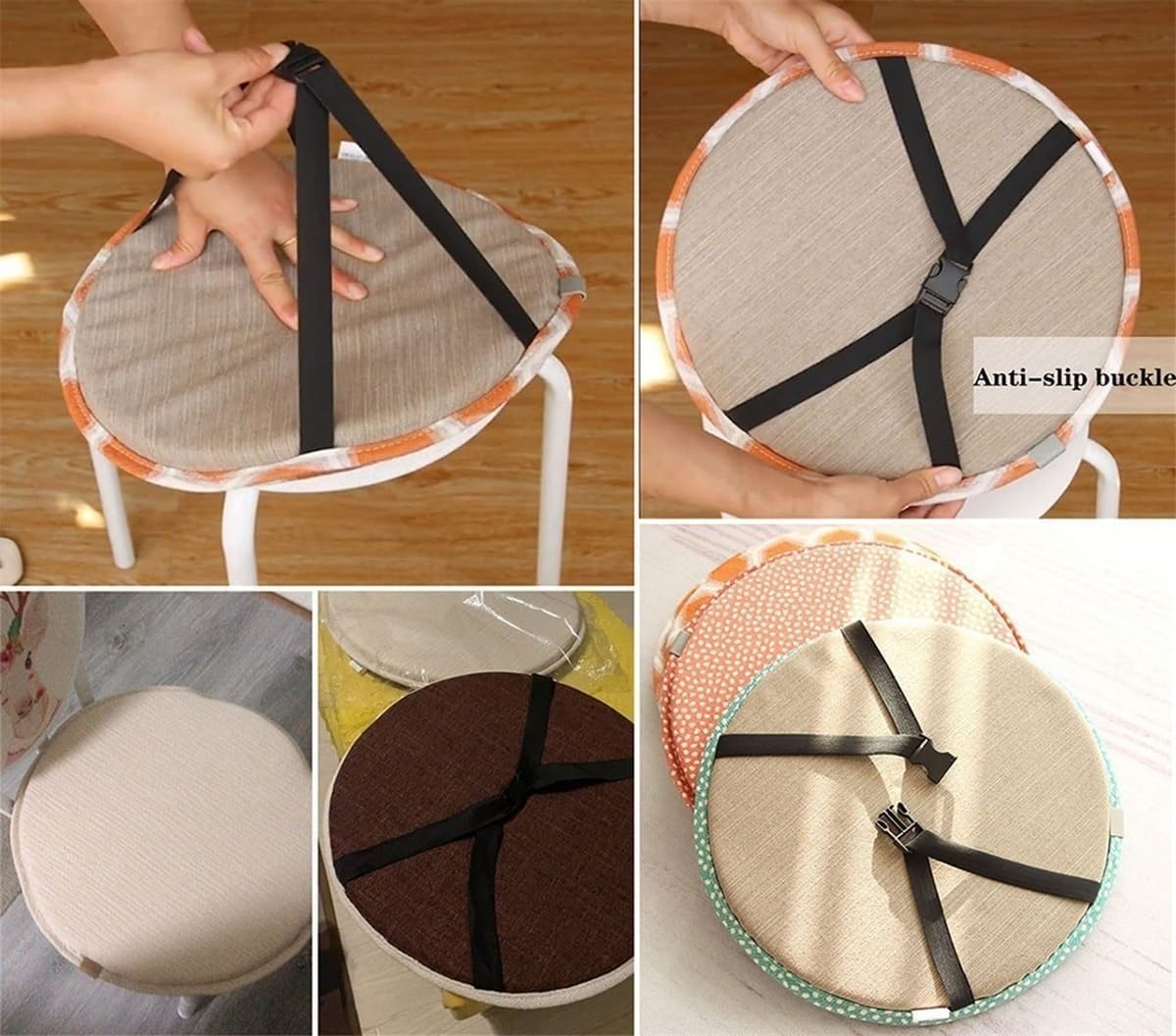 Galette De Chaise Ronde Coussin De Siège Avec Boucle élastique,30/35/40/45/50cm Coussin De Tabouret Rond Antidérapant Coussin De Chaise Pour Salle à Manger/ Bureau/Canapé(Color:6#,Size:45CM/17.7INCH