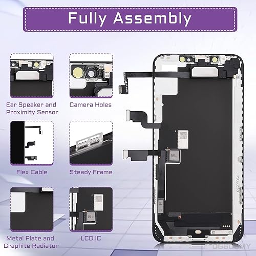 Miniatura 2 de Para iPhone Xs Max Pantalla LCD Reemplazo Altavoz de Oído 6.5 "Pantalla Digitalizador 3D Touch Montaje Completo con Sensor de Proximidad Auricular