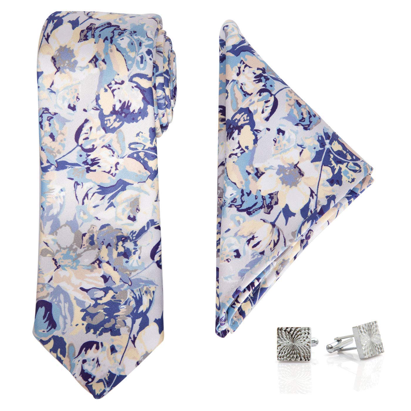 vibhavari Men's Blue Tie, Pocket Square & Cuff links Set-picture-27