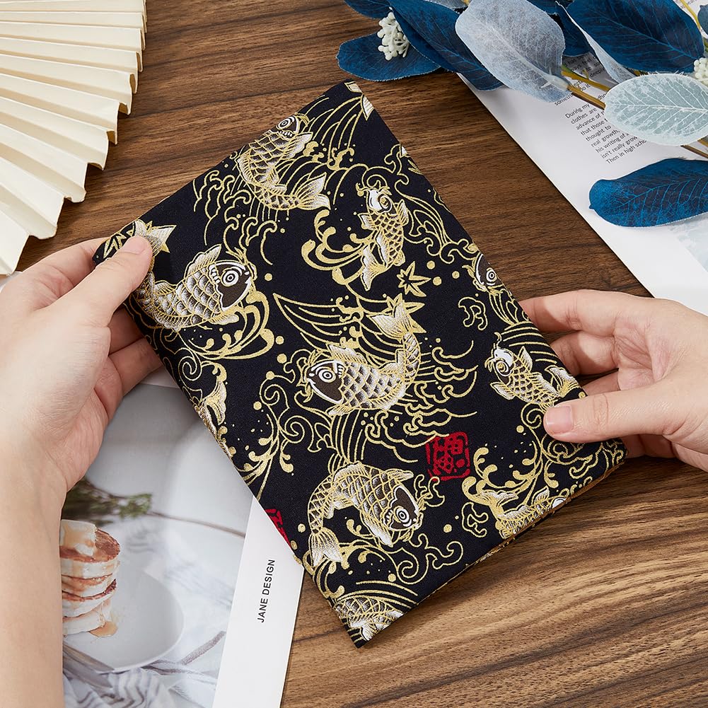 SUPERFINDINGS Housse Imperméable pour Livre A5 Couverture en Tissu Motif Floral 31 x 22.5cm Noir