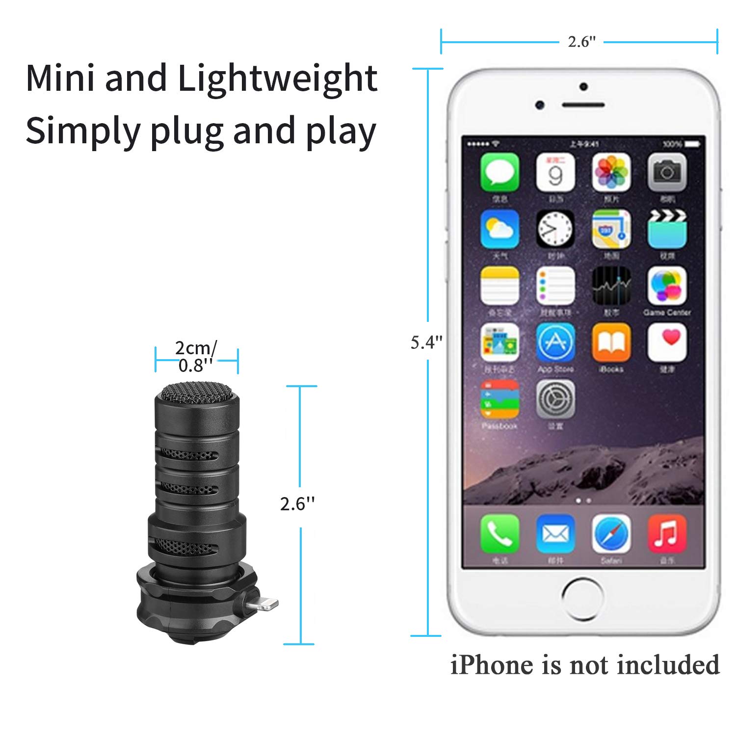 BOYA Micrófono direccional para iPhone, micrófono digital cardioide MFI Lightning con excelente sonido para iPhone 11 x 8 7 7plus iPad, iPod Touch iOS Grabación YouTube Video Vblog Live stream