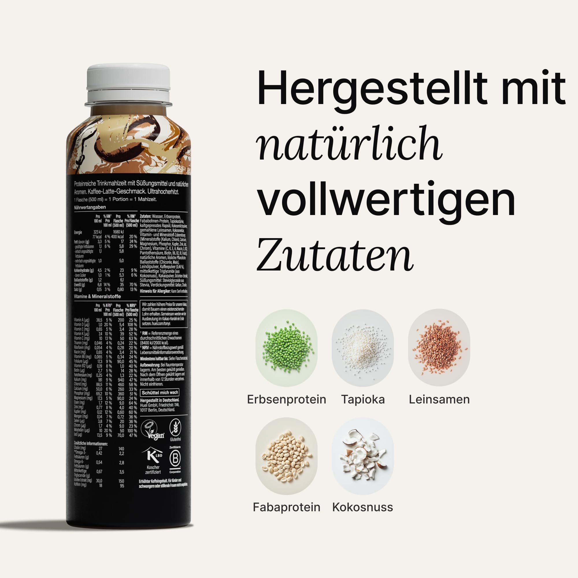 Huel Black Edition Drink Milchkaffee, proteinreiche Trinkmahlzeit für unterwegs - 8 x 500 ml - 35 g Protein, Reich an Vitamin D, gesunden Fettsäuren & Kalzium, Plant-based, 2 € Pfand