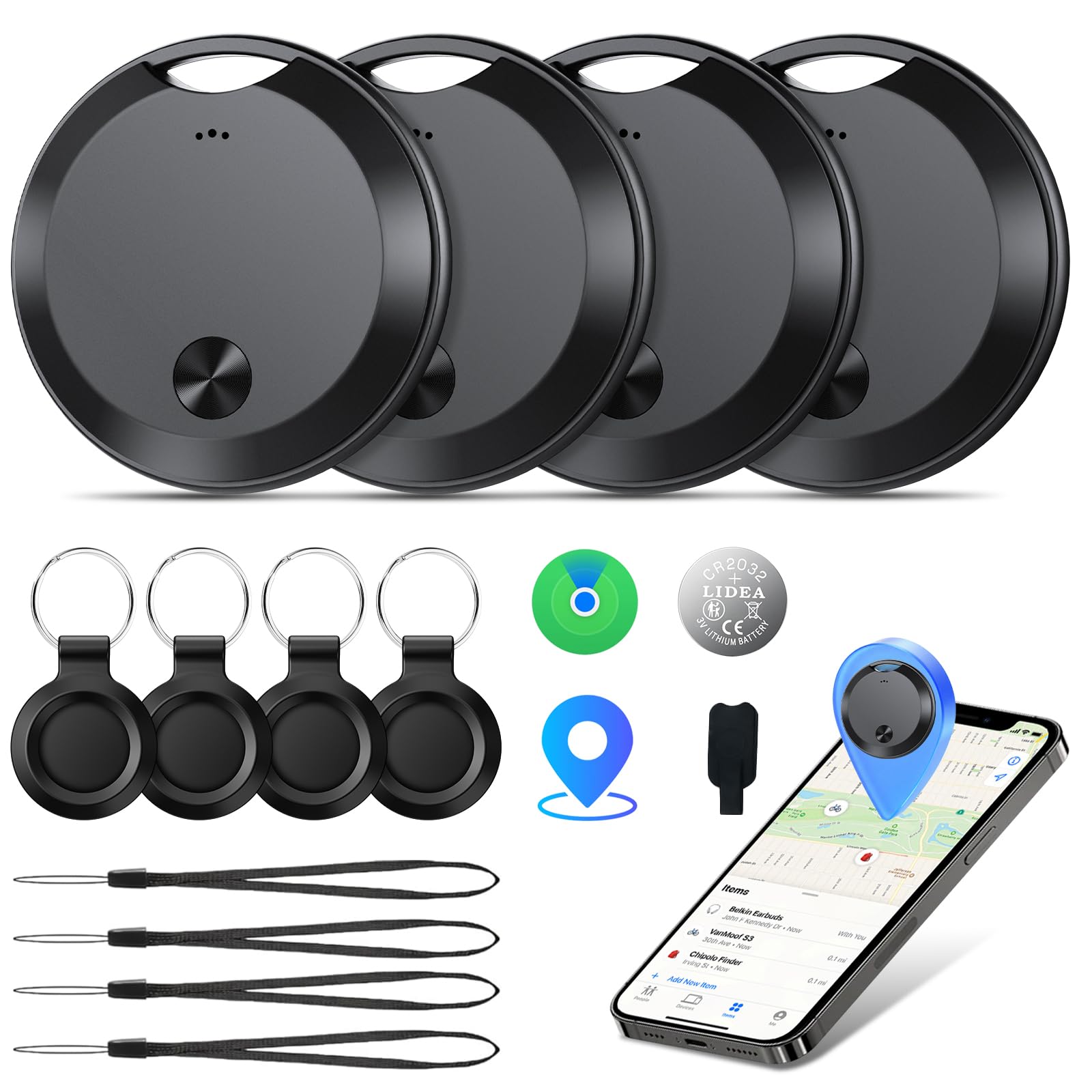 Air Tracker Tags 4er Pack Schlüsselfinder, Air Tracker Tag Kompatibel mit Apple Wo ist? APP (Nur iOS), Koffer Tracker für Taschen/Gepäck/Key, Batterielebensdauer EIN Jahr, IP67 wasserdicht (4er Pack)