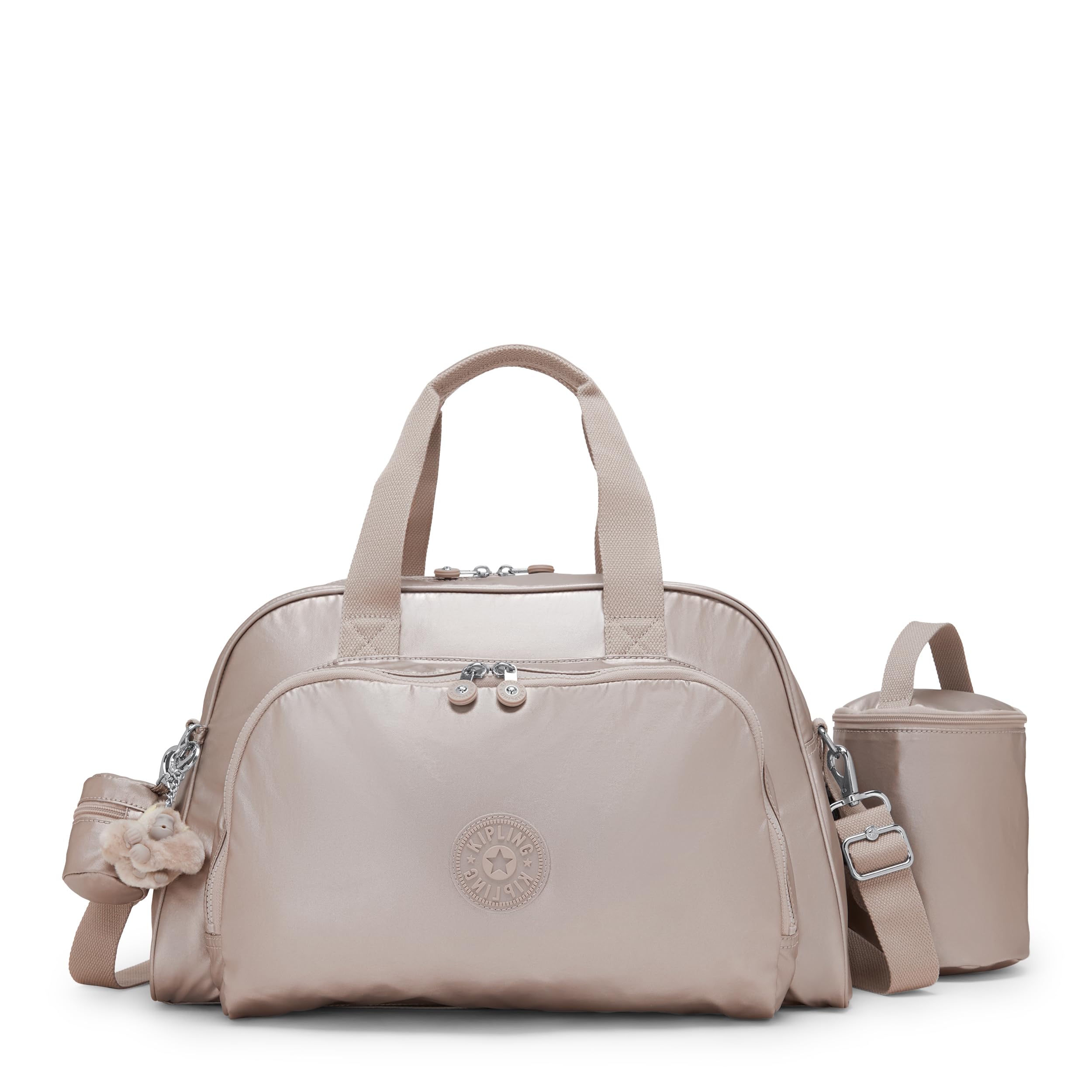 Kipling Camama Sac à Langer, Sac à Langer Léger avec Compartiments Multiples, Bandoulière Réglable & Matelas à Langer, Sac de Voyage Bébé Quotidien Pratique - Tiny Metal Glow