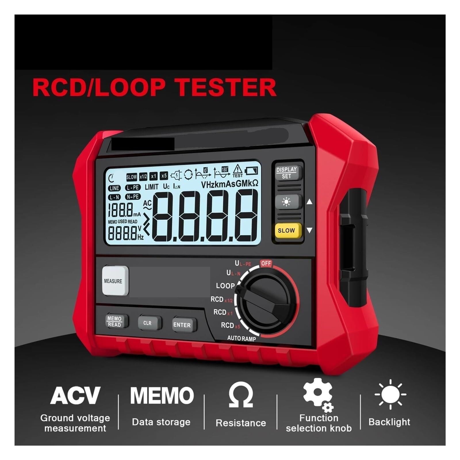 Multimetro digitale, Tester Per Interruttori Di Dispersione, Misuratore Resistenza Digitale LCD, RCD/loop, Memorizzazione Dati Voltmetro 1000, Megaohmmetro,per auto,elettricisti professionisti