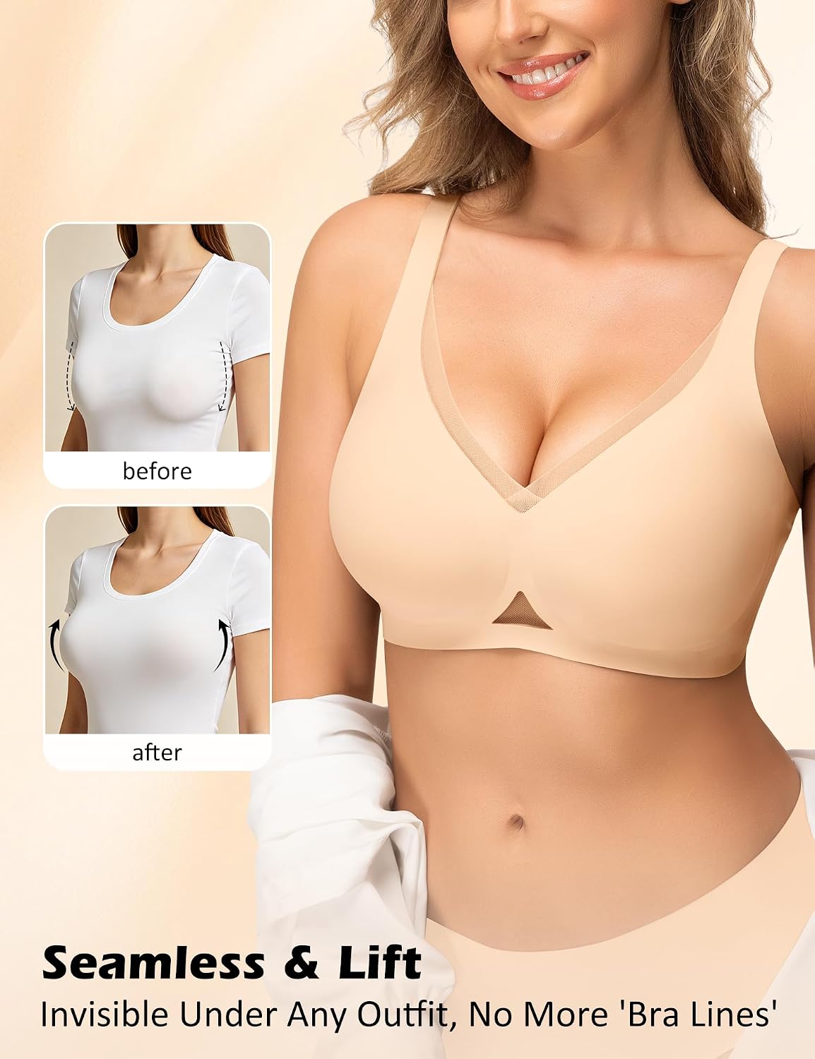 Wireless Jelly Bras for Women Seamless Push Up Bra No Underwire Comfortable Bralette Tshirt Bras