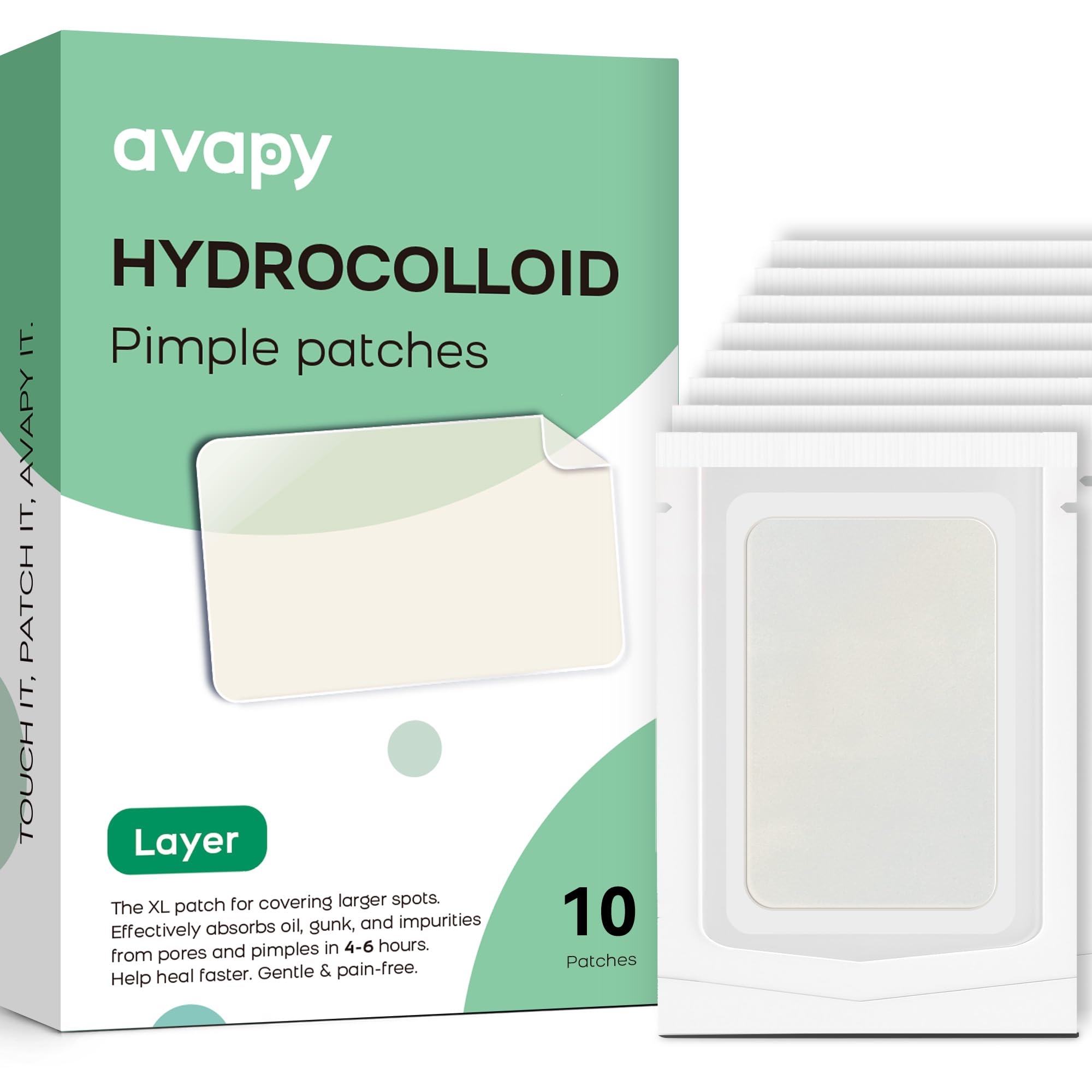 AVAPY XL Hydrocolloid Acne Patches - Extra Large Pimple Patches for Cystic Acne on Face & Body | Nose, Chin, Back & Bacne Treatment | Vegan & Cruelty-Free (10 Count)