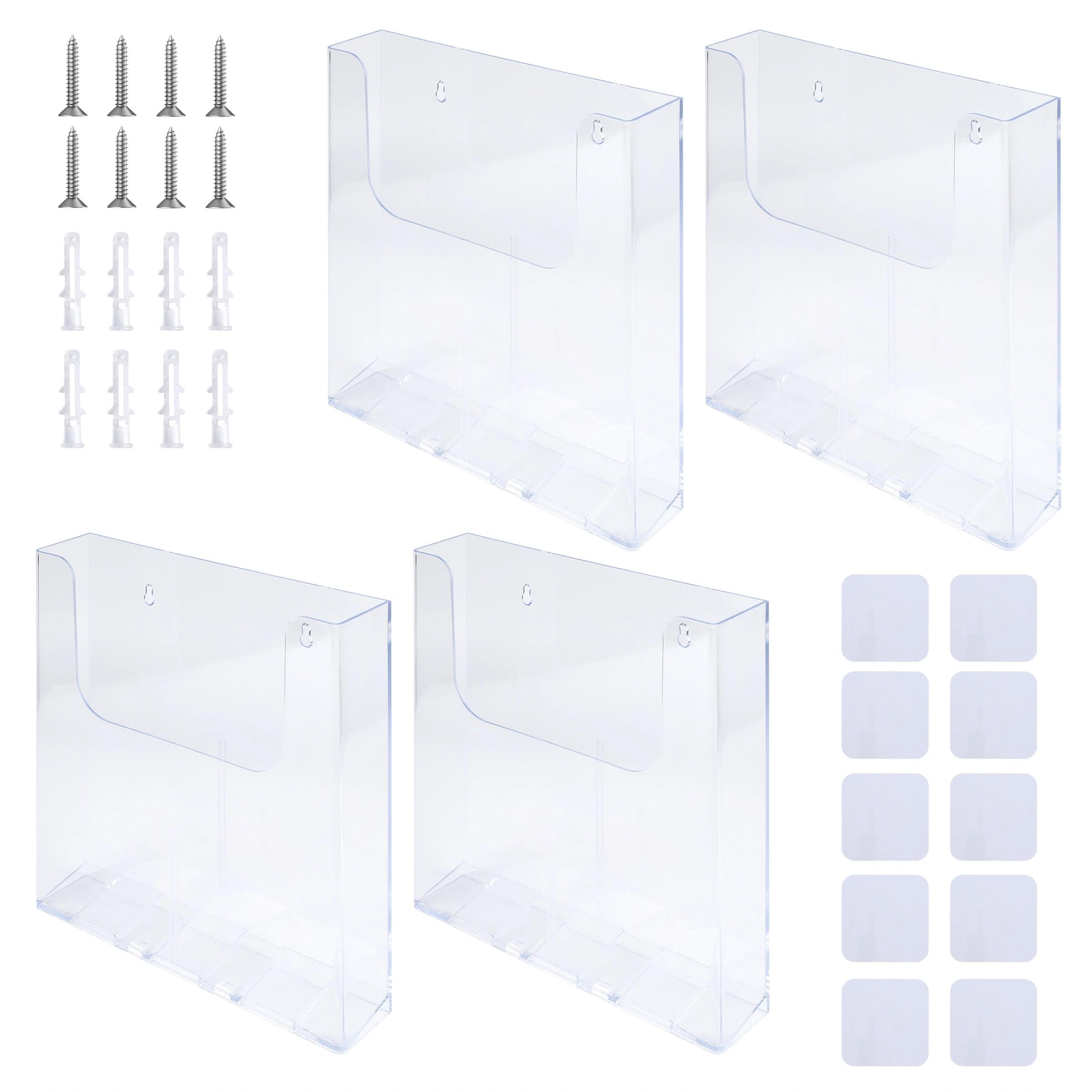 A4 Wall Mounted Document Holder 4 PCS Portrait Clear Acrylic Large Capacity
