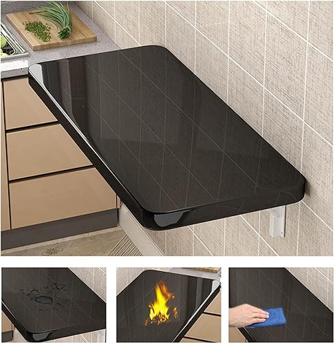 Miniatura 6 de Aigoss Mesa plegable de hojas colgantes para montaje en pared, escritorio plegable de alta resistencia para espacios pequeños, escritorio, hogar,