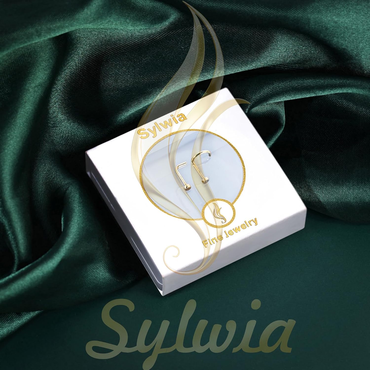 SYLWIA 14K Real Gold Nose Studs, 18G 20G Solid Gold L-Shaped Nose Rings, 2/2.5MM Ball Cute Nose Stud Ring Hypoallergenic Nose Piercings for Women Men - Image 5