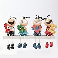 Set of 4 Cute Love Word Statues - Sitting Doll Figurines, Hand-Painted Resin Family Ornaments, Shelf Sitters for Home Decor, Wedding, Christmas, Couples Gift, Office & Baby Room