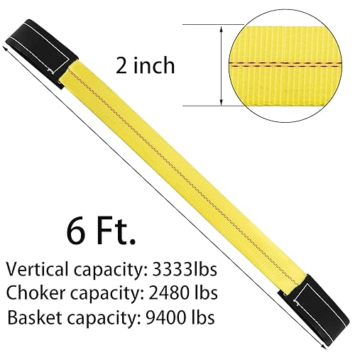 Miniatura 2 de TOPZEA Paquete de 4 correas de elevación de 6 pies x 2 pulgadas, correas de seguridad resistentes para recuperación de árboles, correas de seguridad
