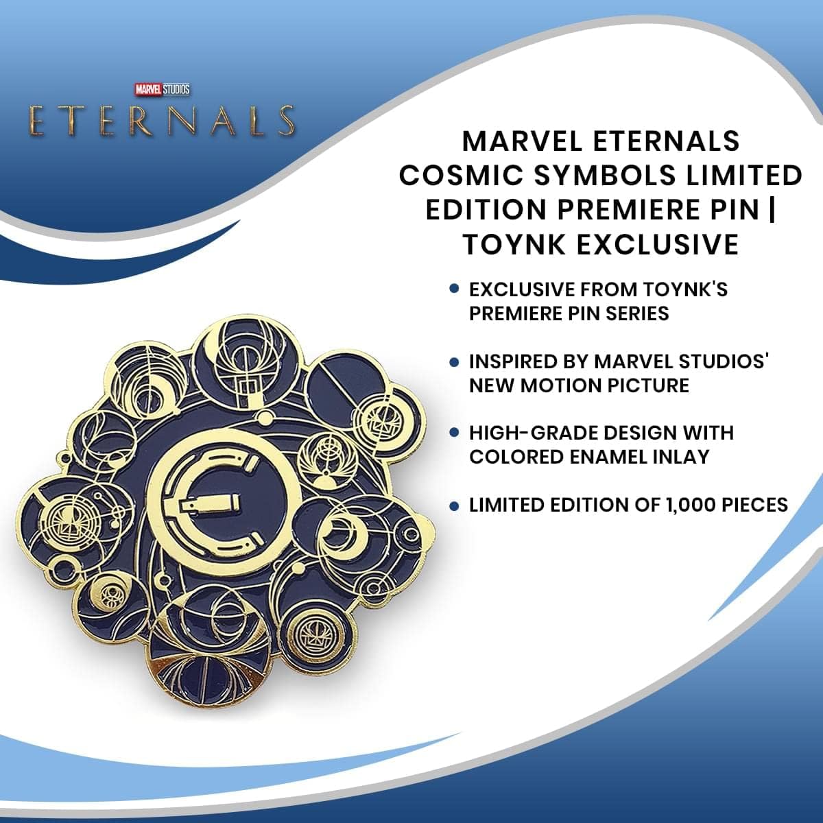 SalesOne LLC Marvel Studios Eternals Cosmic Symbols Limited Edition Premiere Pin | Metal Brooch Badge Accessories for Backpack, Clothes, Hats | MCU Superhero Comic Book Gifts and Collectibles