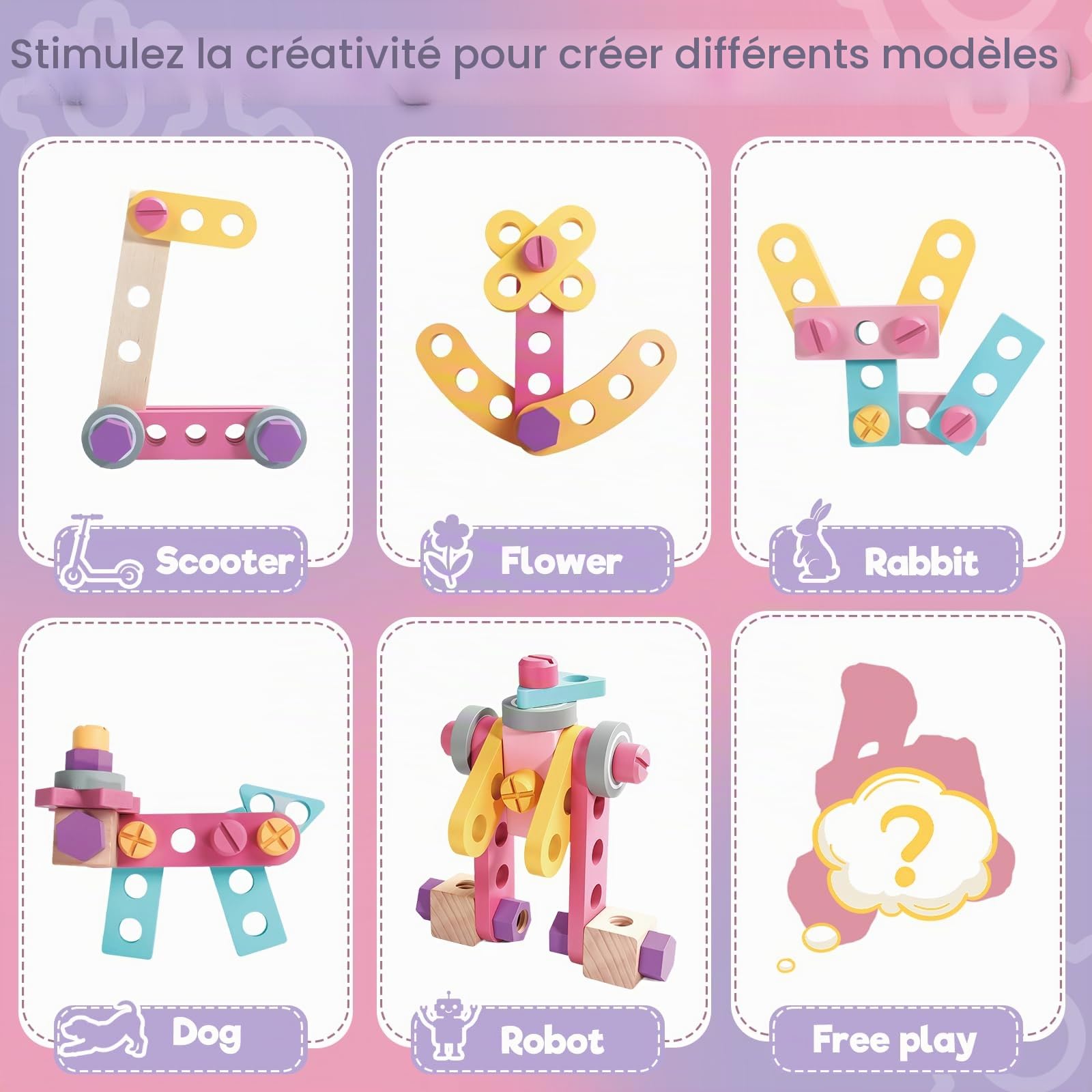 Jouet Enfant 3 ans, Jouet Fille 3 ans, Boite a Outils Enfant Montessori Jeux Enfants 3 ans, Jeux Fille 3 4 ans Bois Jouets avec Perceuse Tablier Bricolage Outils Cadeau Fille 3 4 5 ans Garçon (44 Pcs)