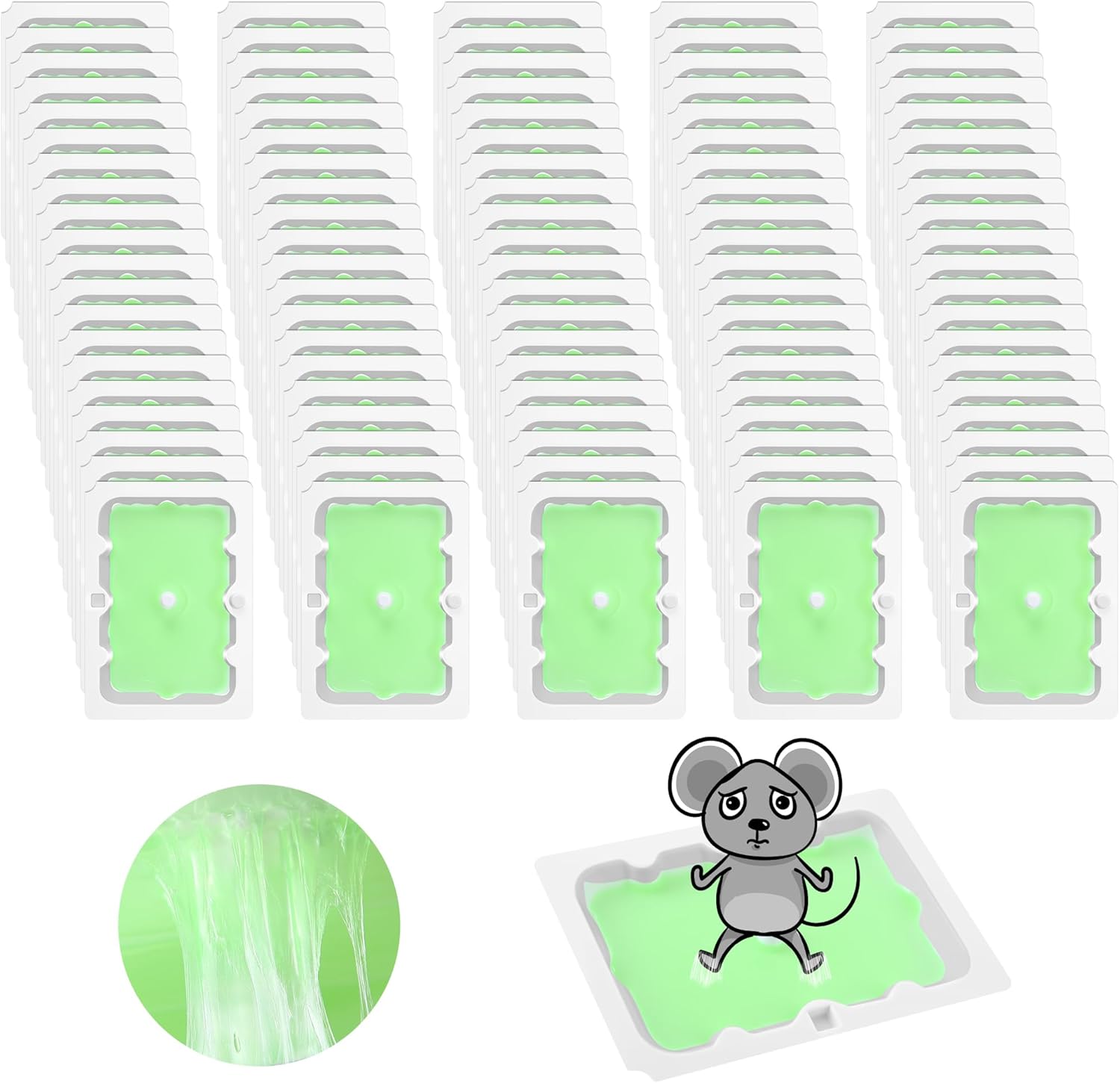 Qualirey 100 Pack Mouse Glue Trap, Super Sticky Traps Mouse Size for Mice and Rats, Pre-Scented, Non Toxic Mice Glue Boards, Rodent Sticky Pads Indoor for Home, Easy to Use, Pet Safe Pest Control