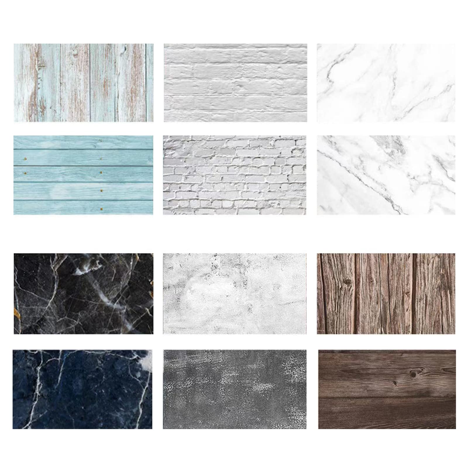 AOJIAO 6 PCS Photography Background Paper 22X35 Inch, Double Sided 12 Patterns Waterproof Wood Photo Backdrop Paper for Food Jewelry Cosmetics Small Product Props Professional Photo Shoot