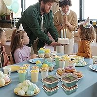 Vista 5 de 50 tazas cuadradas de papel de aluminio para hornear con tapas, moldes desechables de 5 onzas, recipientes para hornear cupcakes, recipientes