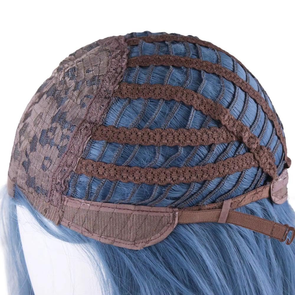 Haarpflege Frauen Blau Mittelteil Lange Welle Lockiges Haar Perücke Für Cosplay Tägliche Party