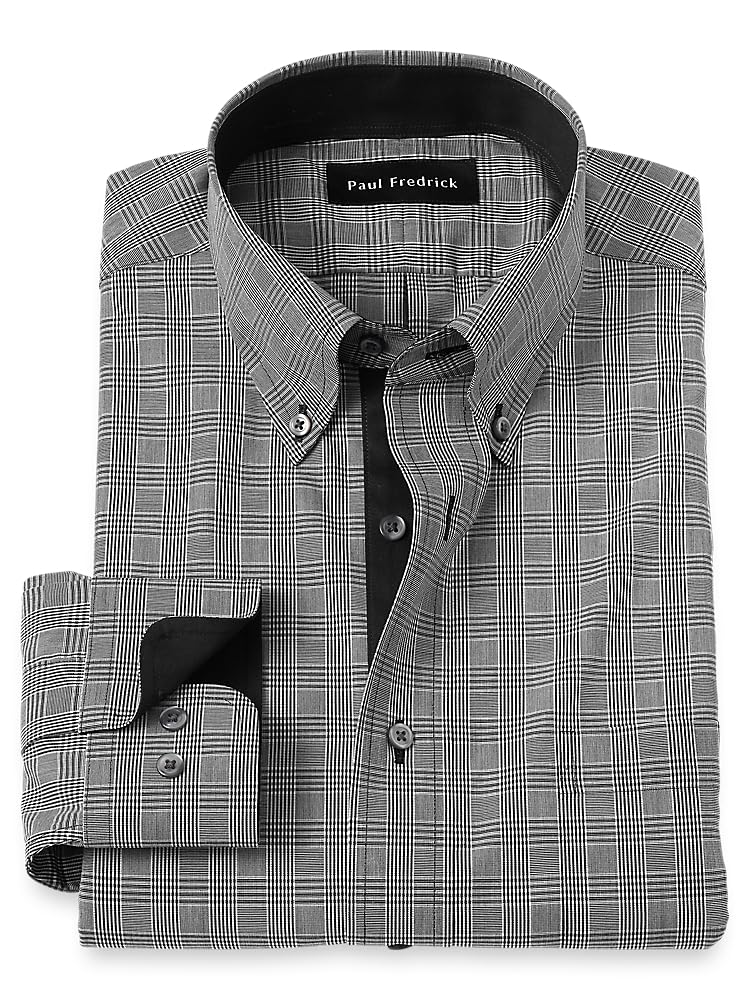 Paul FredrickMen's Classic Fit Non-Iron Cotton Plaid Dress Shirt