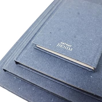 Artway Denim Recycled Sketchbook A5 Portrait - 40 Pages (80 Sides) 200gsm Cotton Rag Paper - Recycled Denim Hardback Drawing Pad for Urban Sketching & Illustration