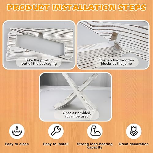 Miniatura 4 de Paquete de 2 soportes de madera para libros de cocina de 7.2 pulgadas, soporte para libro de recetas para encimera de cocina, soporte de placa de