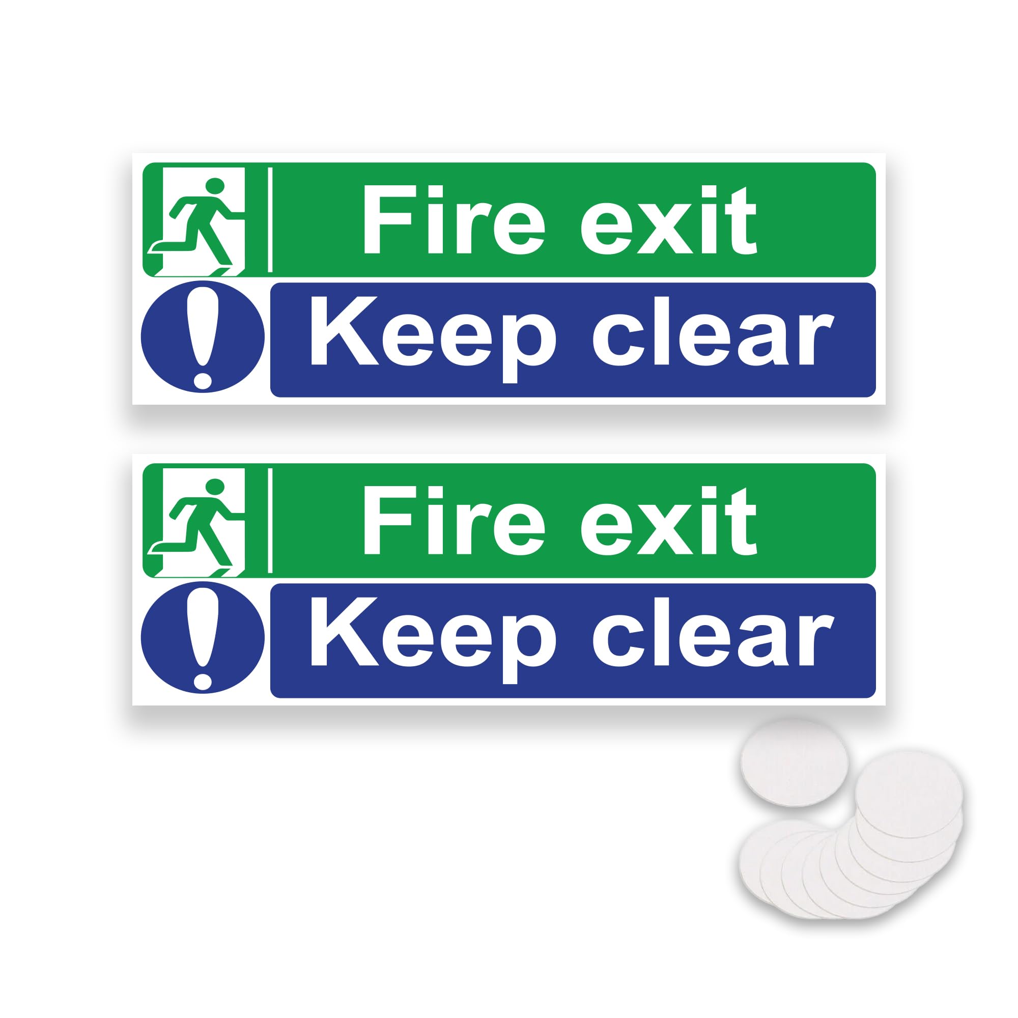 Stcky 2x Fire Exit Keep Clear Sign Rigid Plastic - 300mm x 150mm Durable, UV Resistant & Weather Proof Keep Clear Sign - BS5499 Compliant