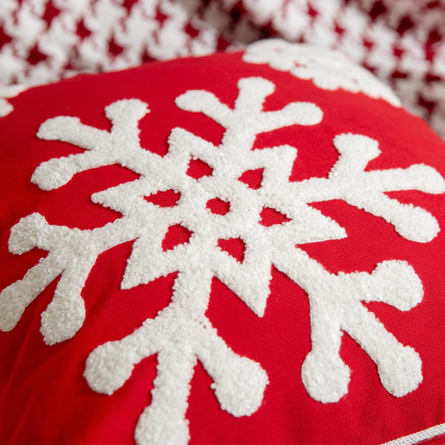 E. vida suave cuadrado Navidad copo de nieve Estilo Algodón Bordado Manta funda de almohada Funda de cojín decorativo 18 x 18 "