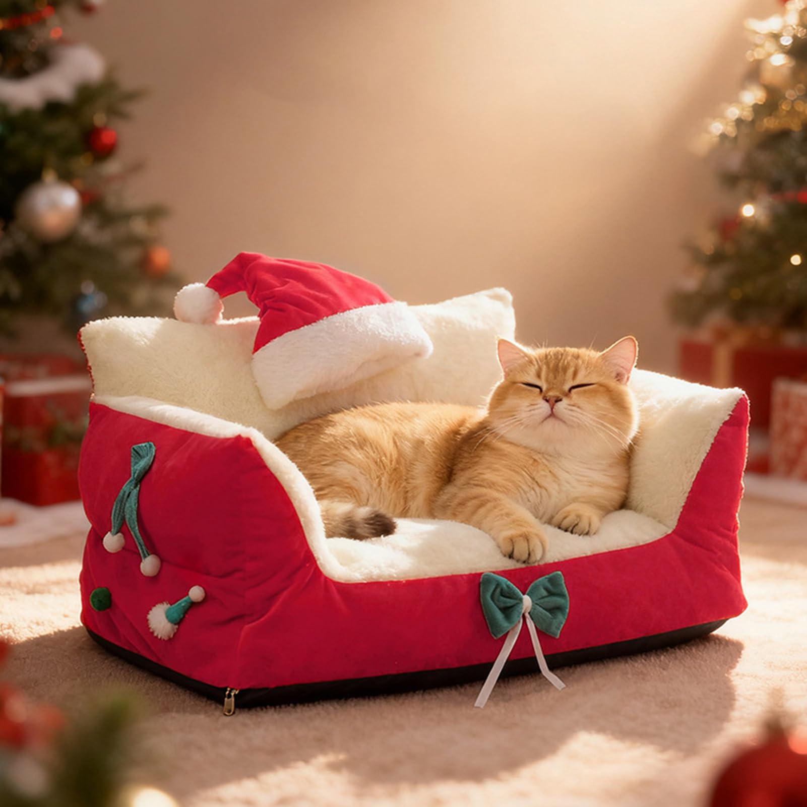 Cuccia per cani generica, invernale per , design natalizio, accogliente per animali domestici, per cuccioli e animali da compagnia, soggiorno, camera da , balcone e appartamento