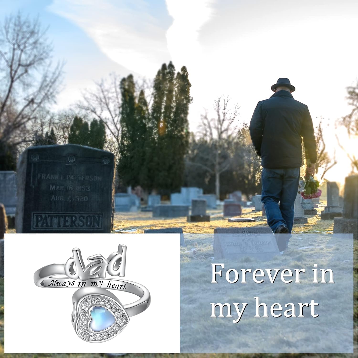 Sterling Silver Urn Ring for Ashes: Mom Dad Nana Papa Husband Ash Memorial Keepsake Cremation Jewelry Rings Gifts for Women