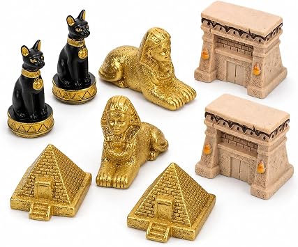 LOGOFUN 8 Pcs Mini Resin Egyptian Pyramid Figurines