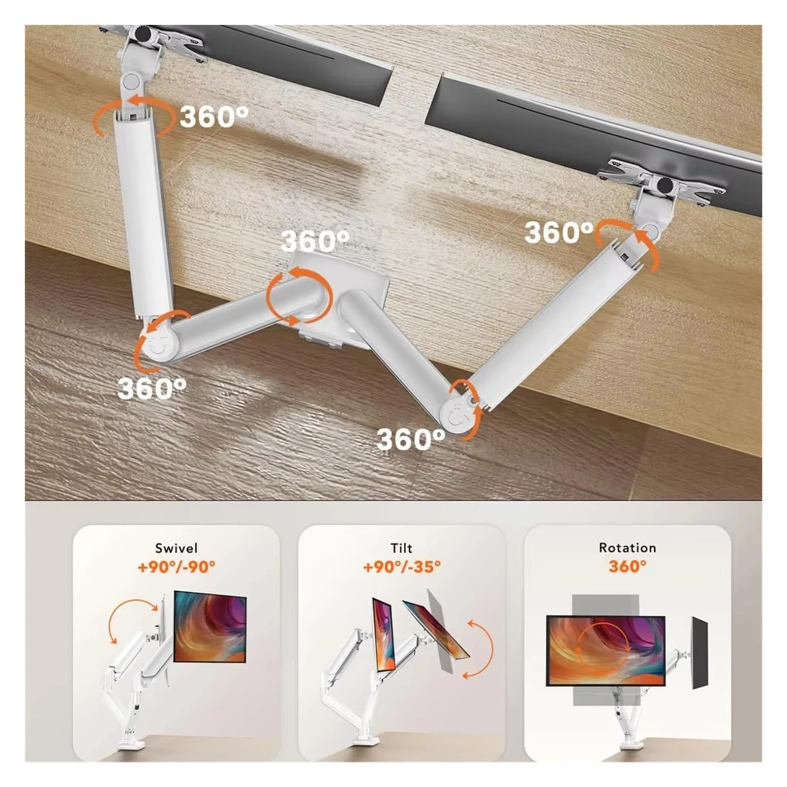 Monitor Stand, Supporto for monitor doppio regolabile 13-32" Home Office