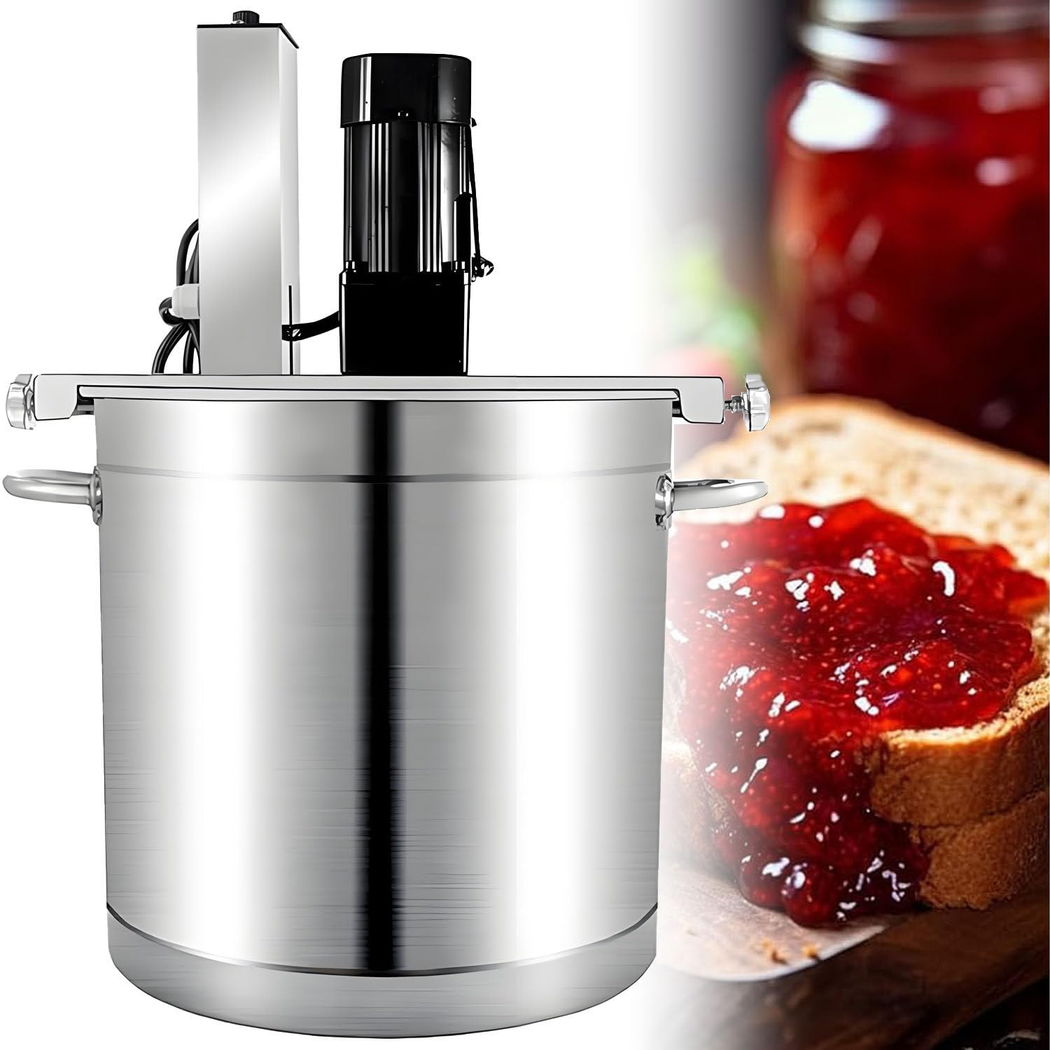 UORDBY Automatic Food Mixer, Commercial Food Mixer Electric Stirrer with Double Stirring Paddle and 4-Blade Mixing ScraperAdjustable Speed, for Making Jam/Sauce 40L
