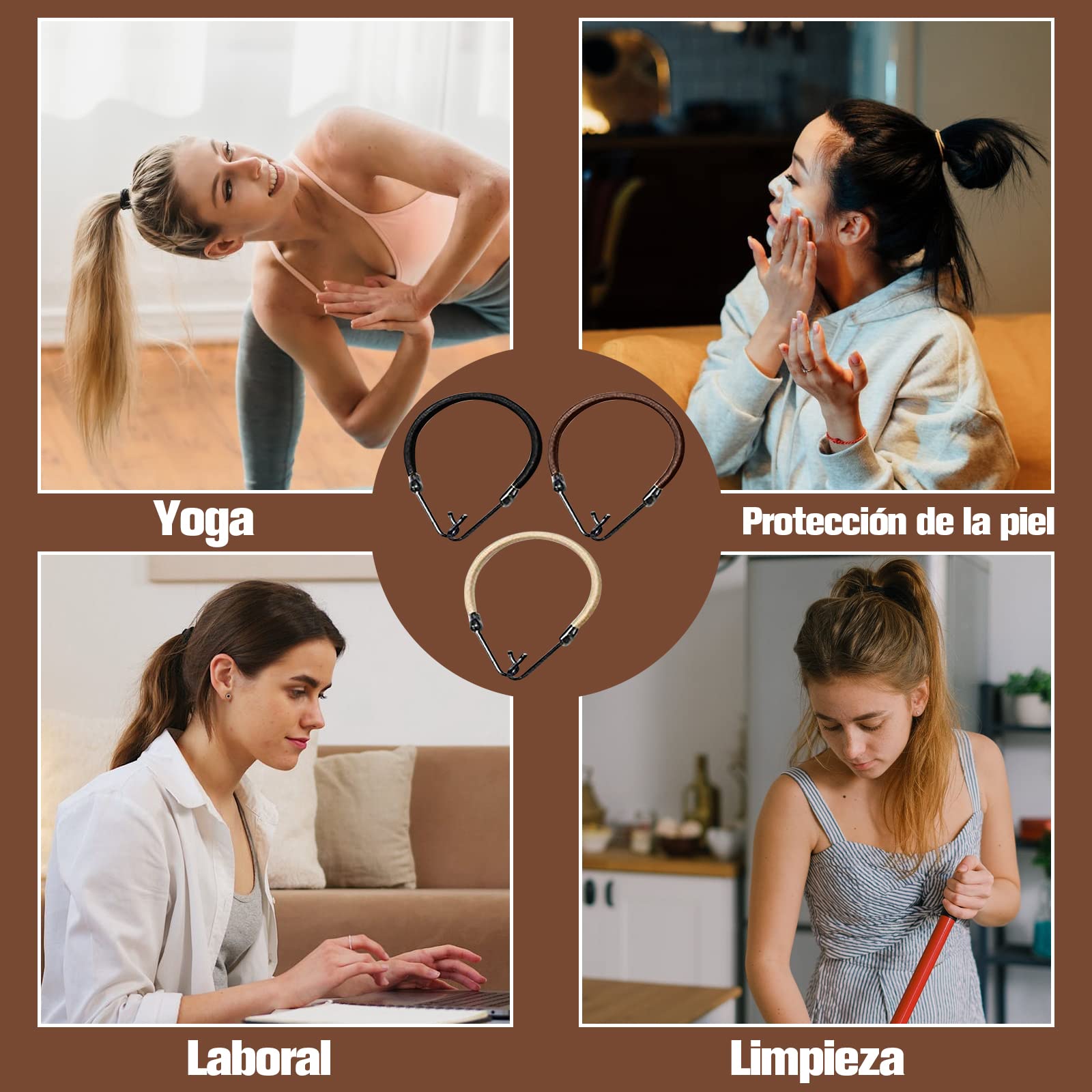VEGCOO 24 Piezas Gomas de Pelo Ganchos Elástica, Gomas Pelo Ajustables Ganchos Pelo Coleteros Pelo Mujer