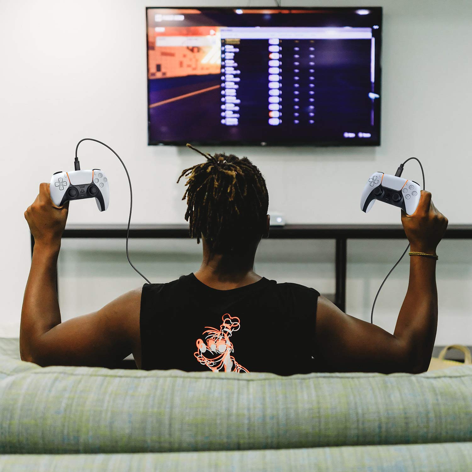 Wicked Chili Zestaw 2 kabli do ładowania PS5-3 m, przedłużacz USB-C - Kabel do szybkiego ładowania do PlayStation 5 Dualsense, Switch Pro, Xbox Series X, kabel do kontrolera Play & Charge (300 cm)