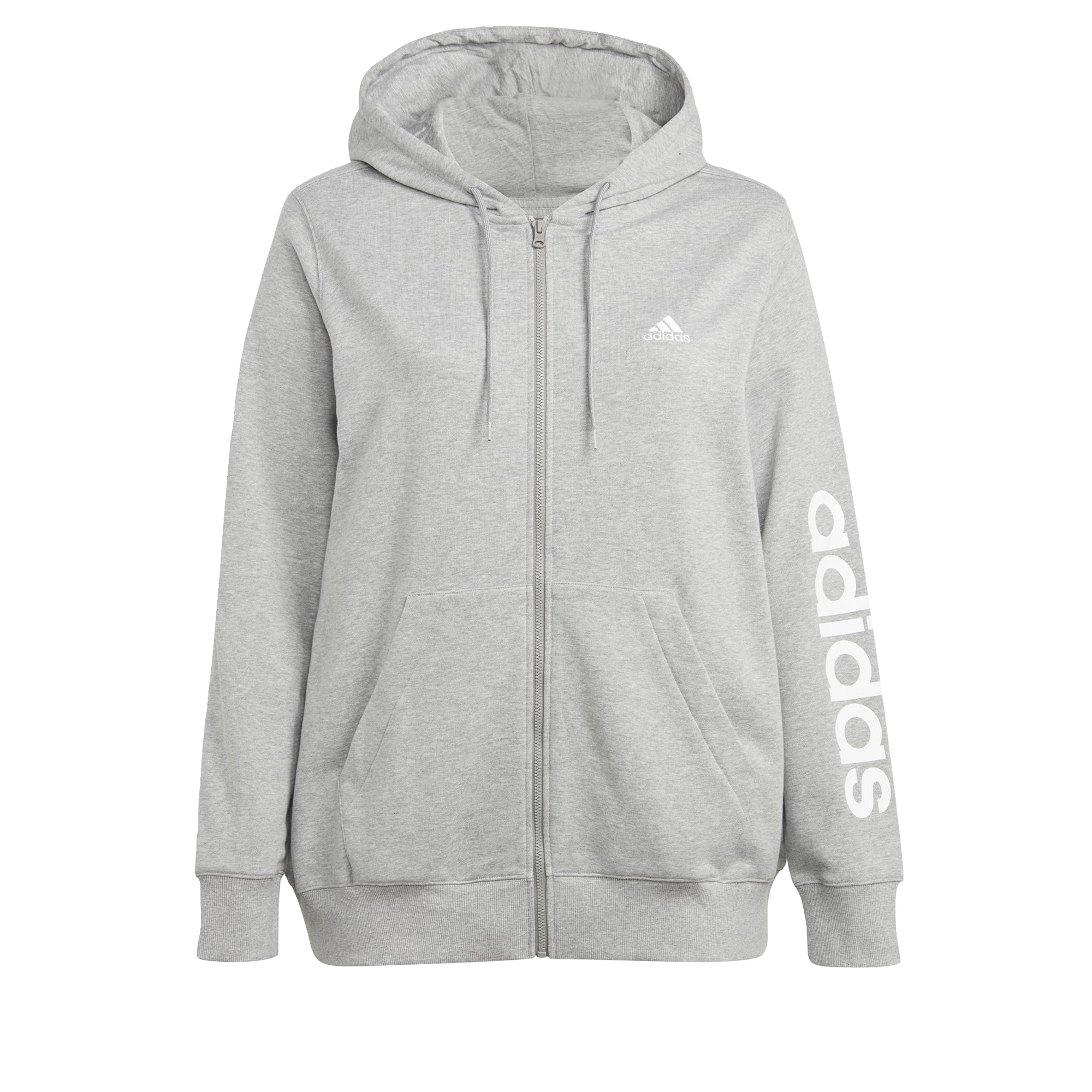 Adidas Damen Essentials Linear Full-Zip French Terry Hoodie (Plus Size) Trainingsjacke mit Kapuze