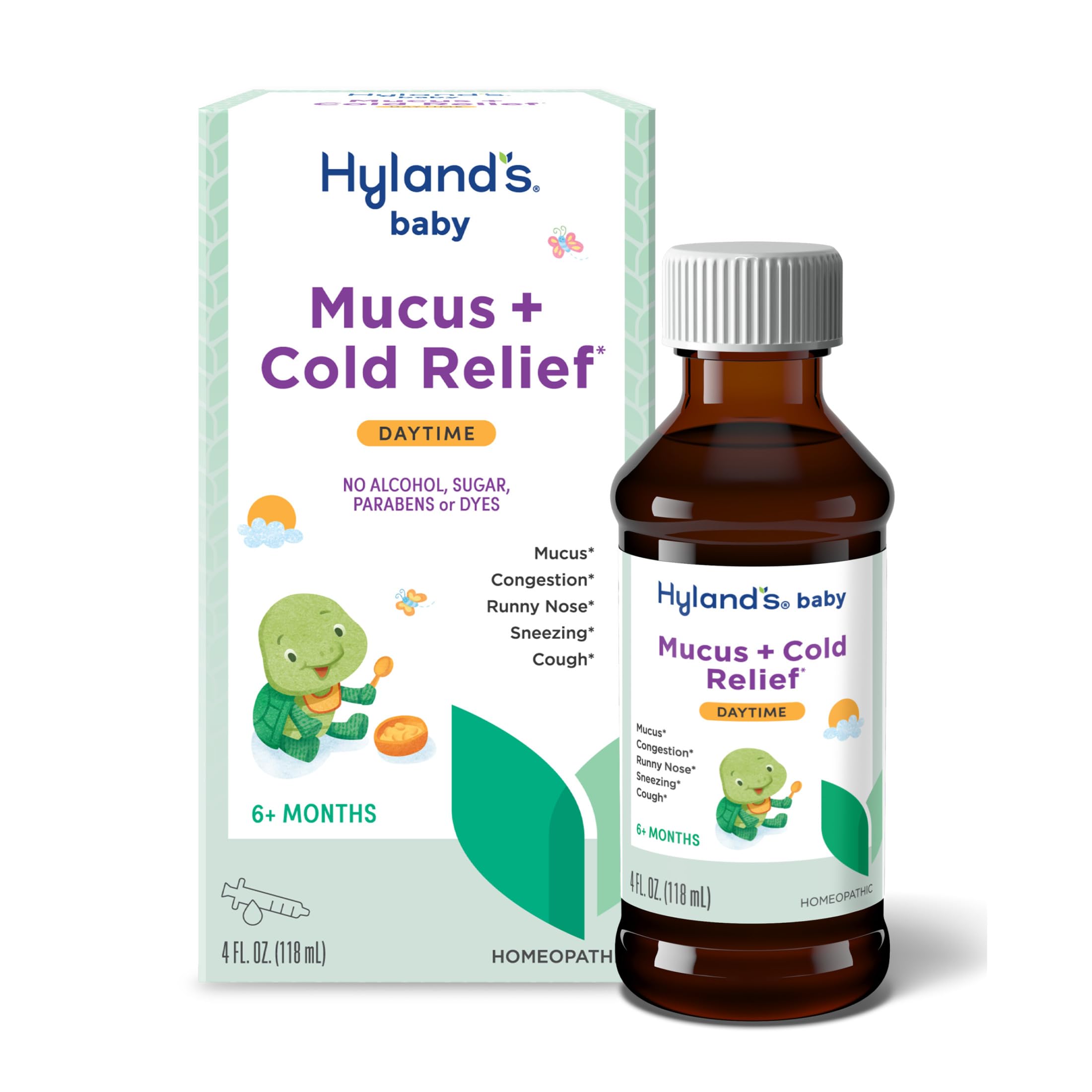Hyland'sBaby Mucus and Cold Relief, Daytime Baby Medicine, Infant Cold and Cough Remedy, Decongestant, 4 Fluid Ounce
